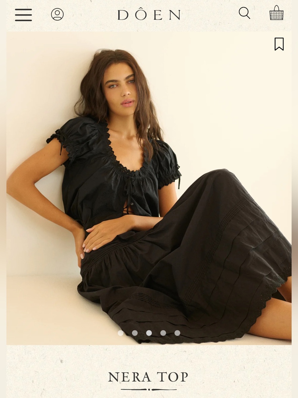 Doen Nera Puff-Sleeve Top in Black